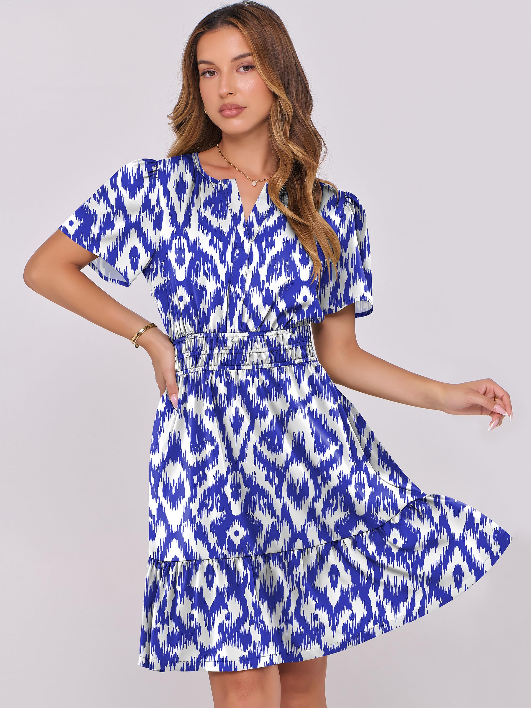 Foto 4 pulgar | Vestido Anrabess Casual De Verano Con Cuello En V Y Manga Corta Para Mujer - Venta Internacional.