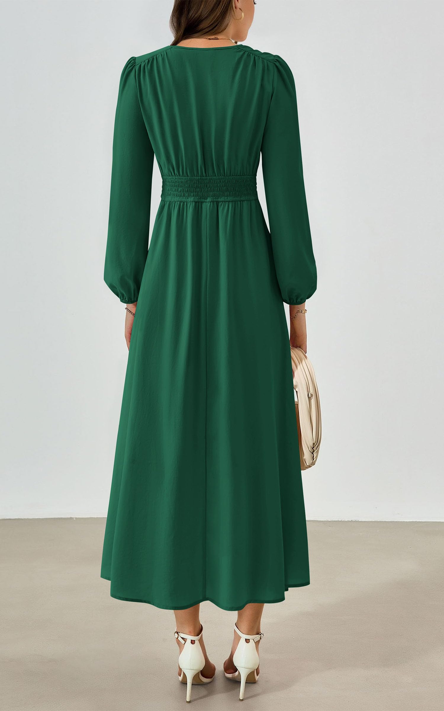 Foto 2 | Vestido Largo Prettygarden 2025 Primavera Manga Larga Con Cuello En V Para Mujer - Venta Internacional.