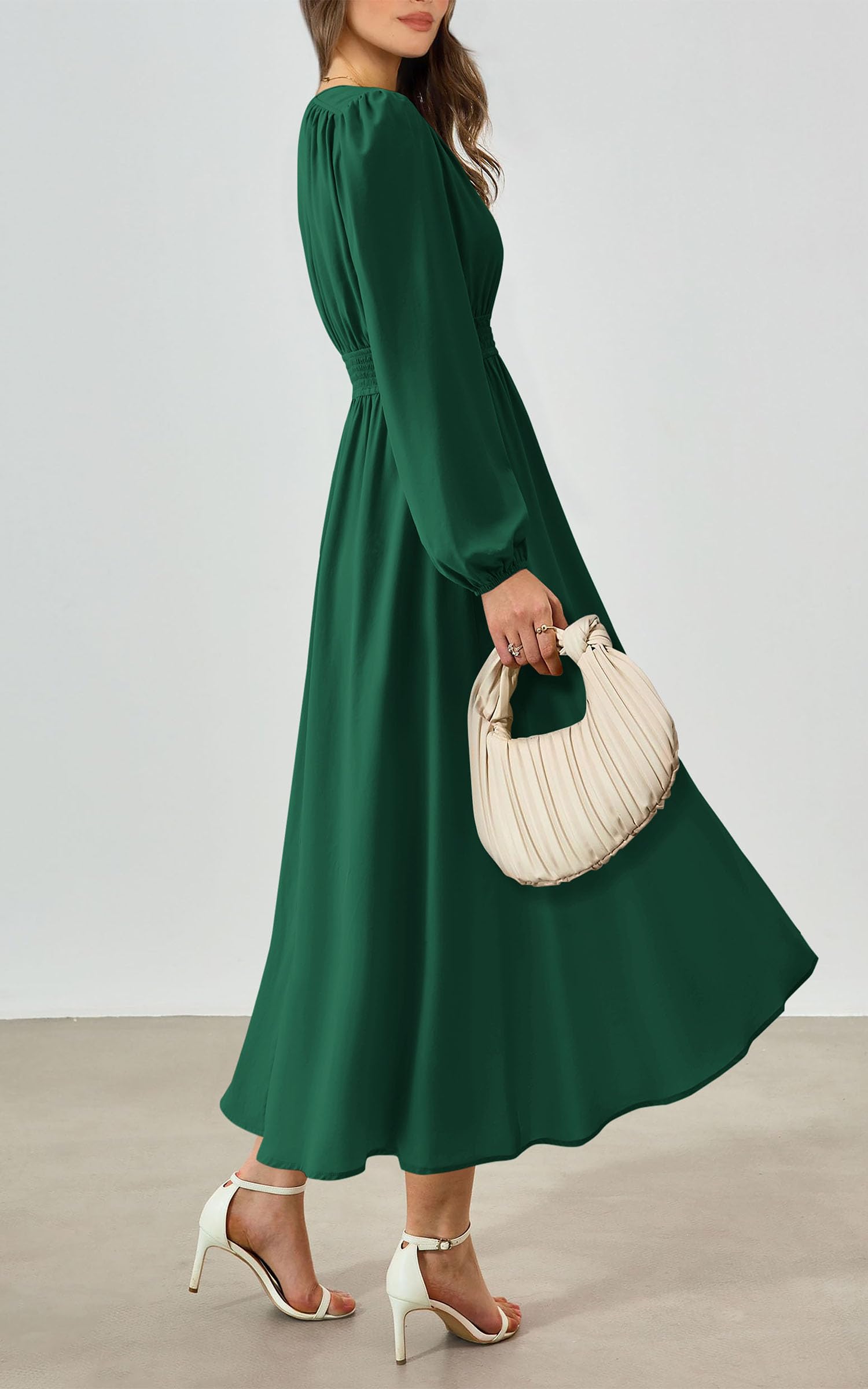 Foto 5 | Vestido Largo Prettygarden 2025 Primavera Manga Larga Con Cuello En V Para Mujer - Venta Internacional.