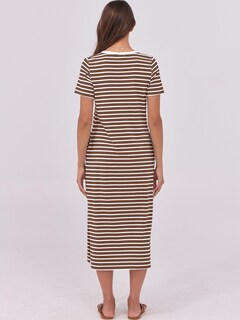 Foto 4 | Vestido Anrabess Casual De Verano, Midi, Manga Corta, A Rayas, Para Mujer - Venta Internacional.
