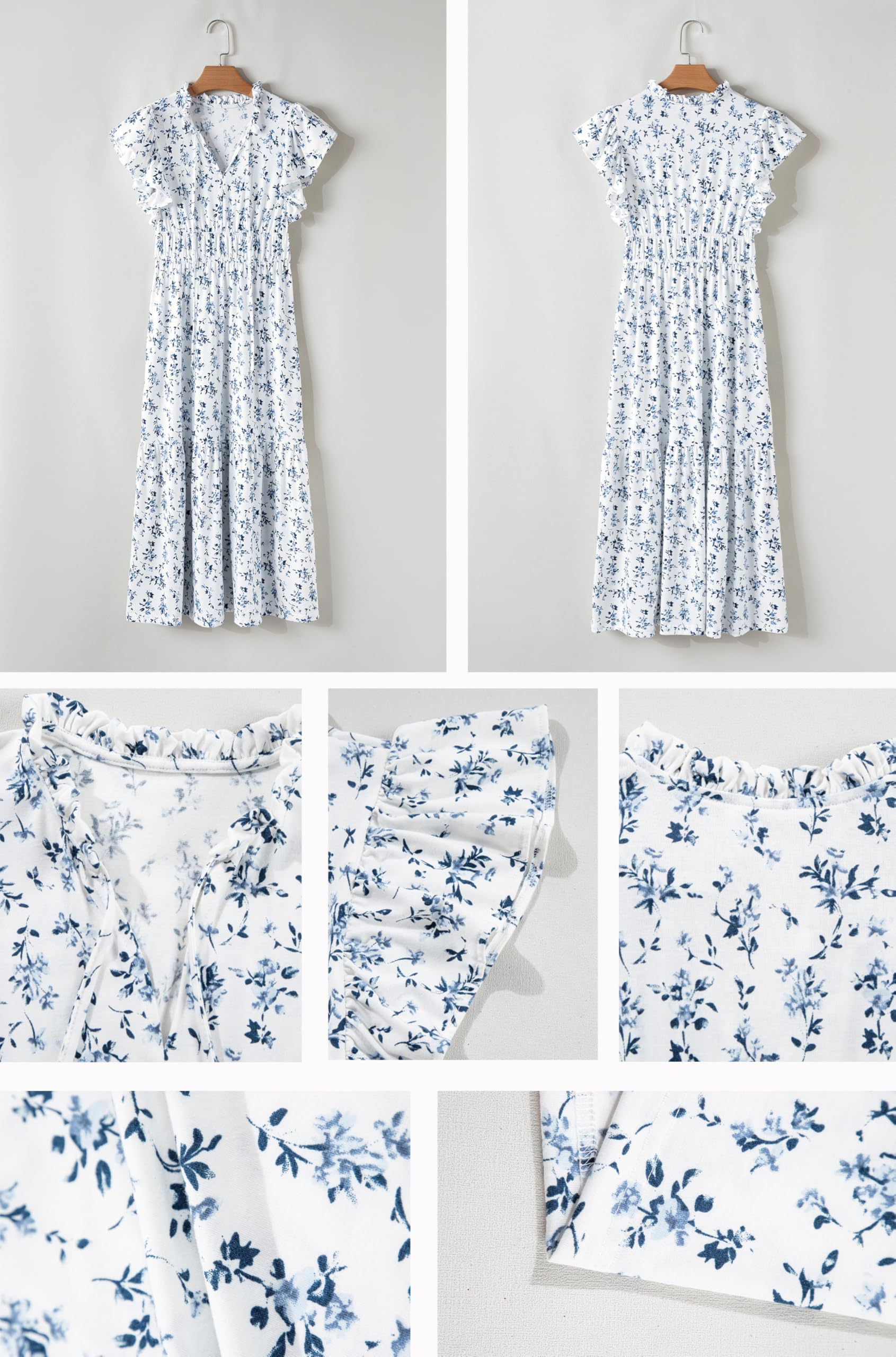 Foto 4 pulgar | Vestido Largo Blencot Con Estampado Floral De Verano Con Cuello En V Para Mujer - Venta Internacional.