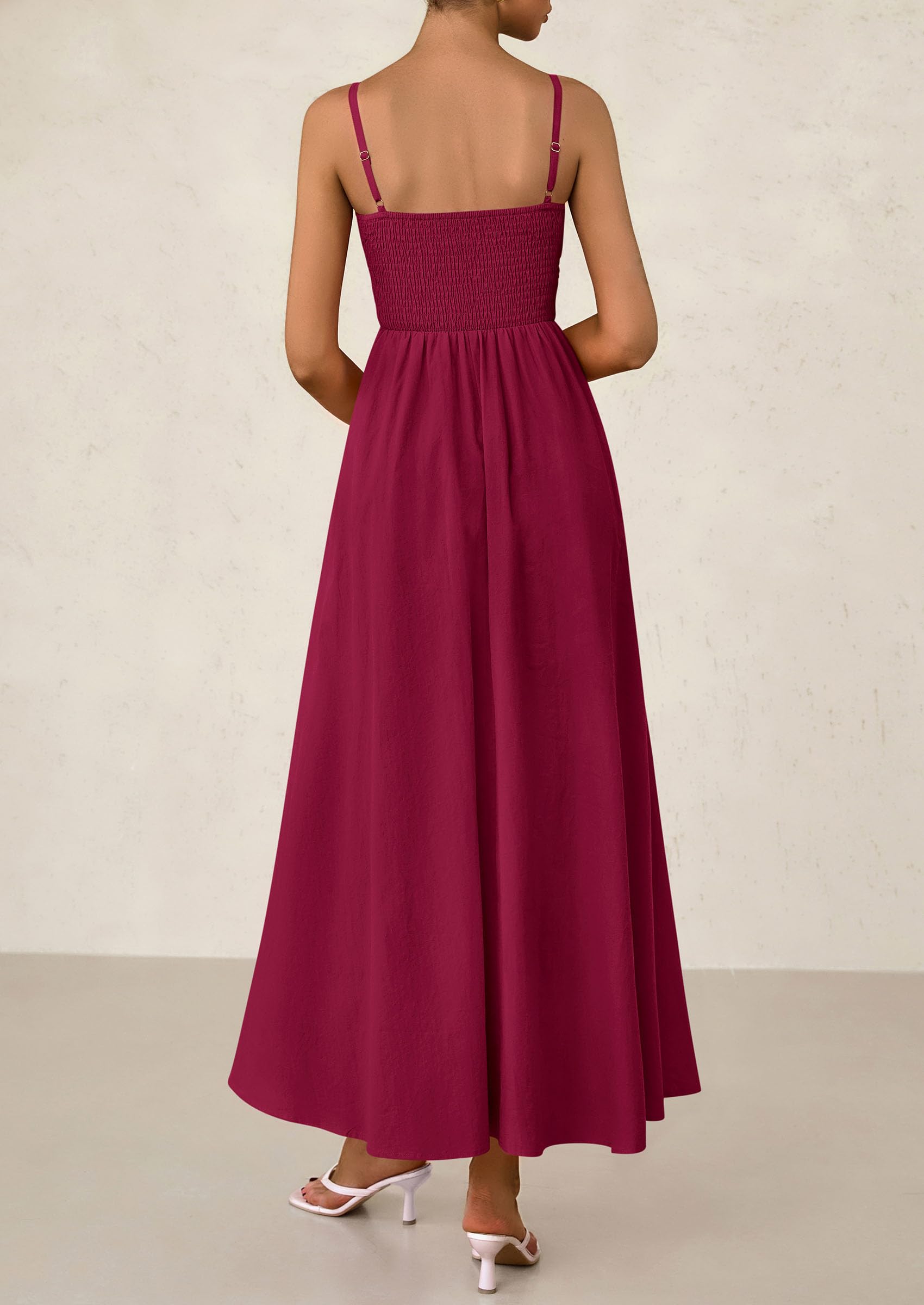 Foto 2 | Vestido Largo Prettygarden Para Mujer, Estampado De Verano 2025, Rojo Vino - Venta Internacional.