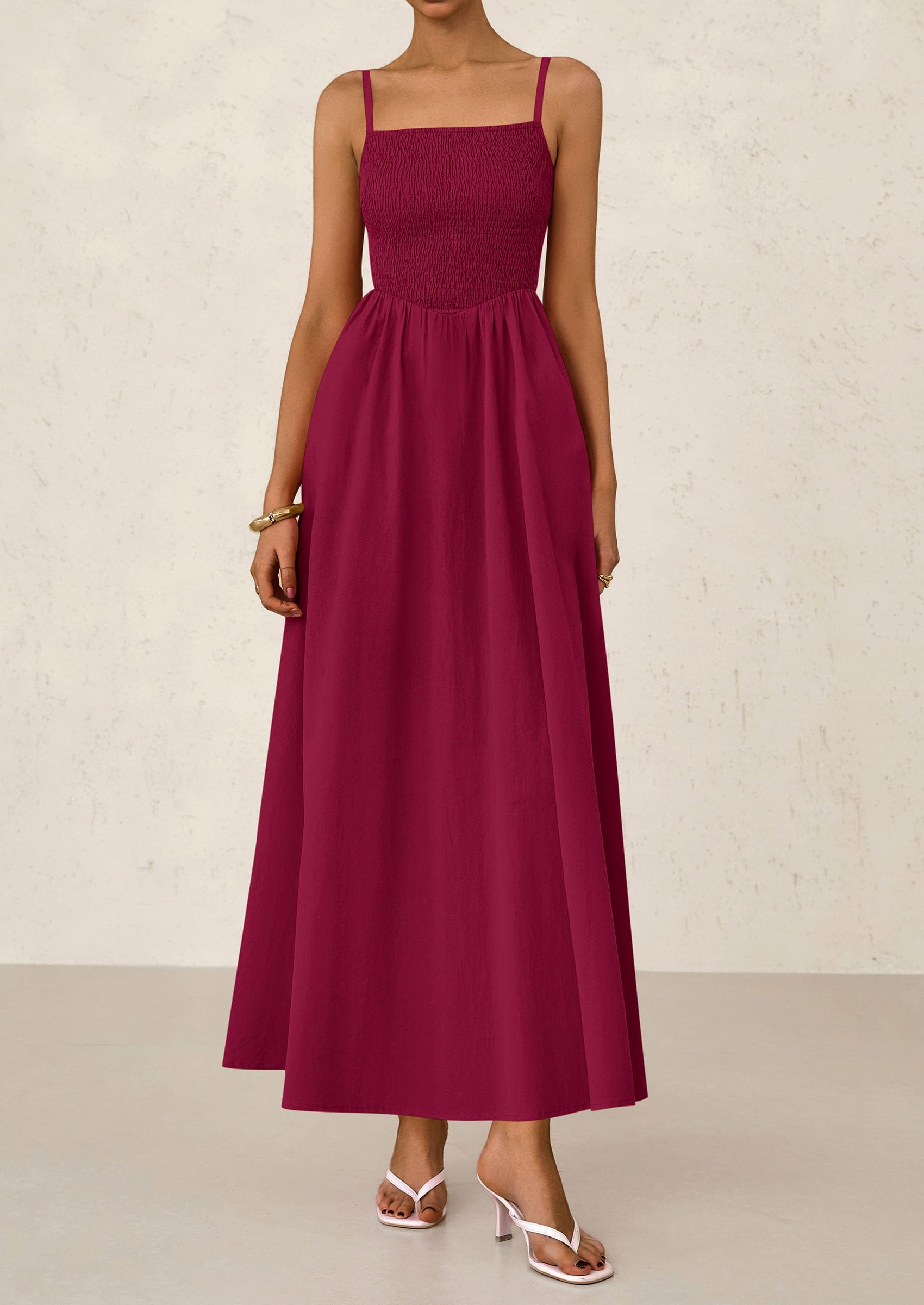 Foto 5 pulgar | Vestido Largo Prettygarden Para Mujer, Estampado De Verano 2025, Rojo Vino - Venta Internacional.