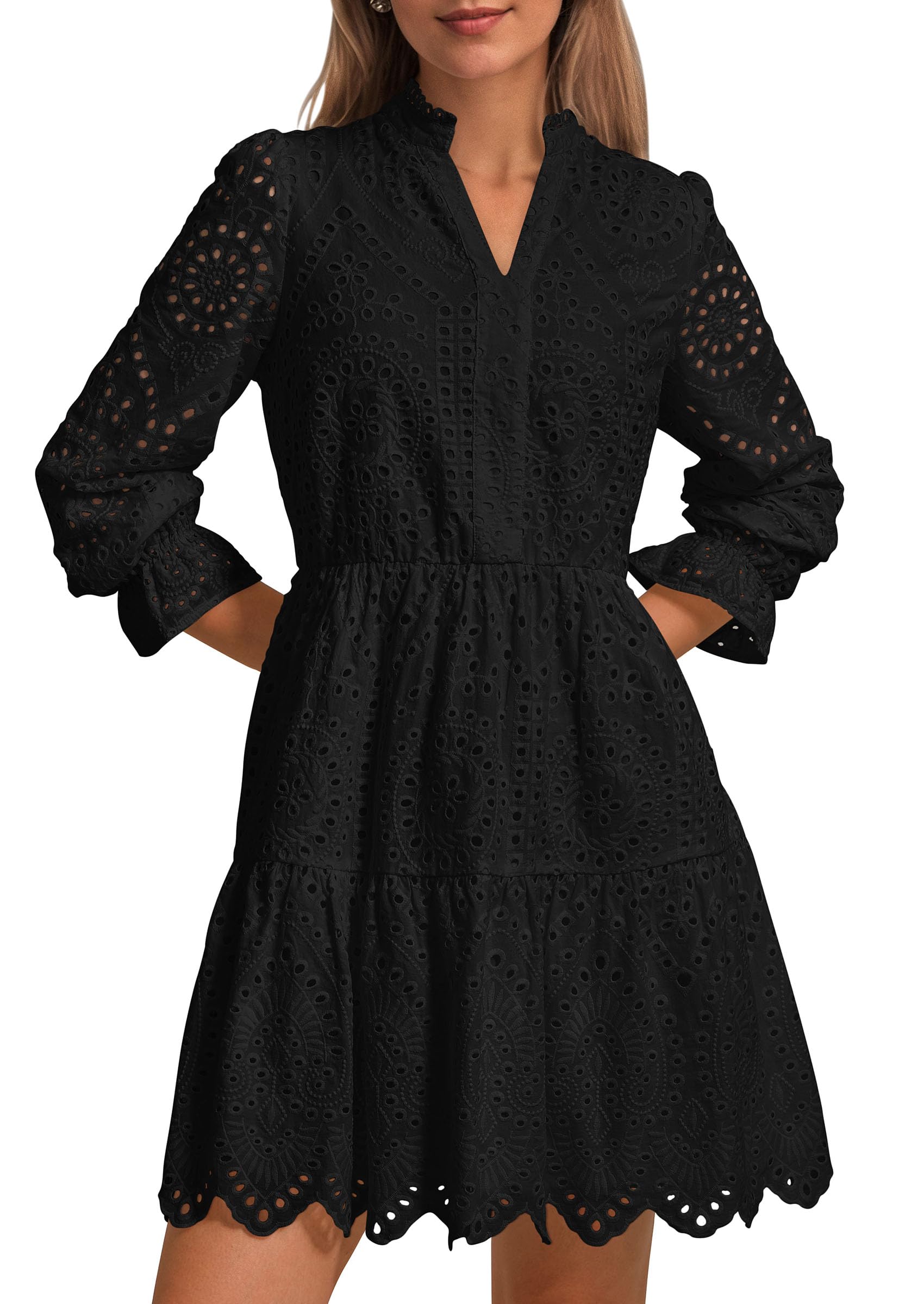 Foto 2 pulgar | Vestido Prettygarden Para Mujer, Primavera 2025, Manga Larga, Cuello En V - Venta Internacional.