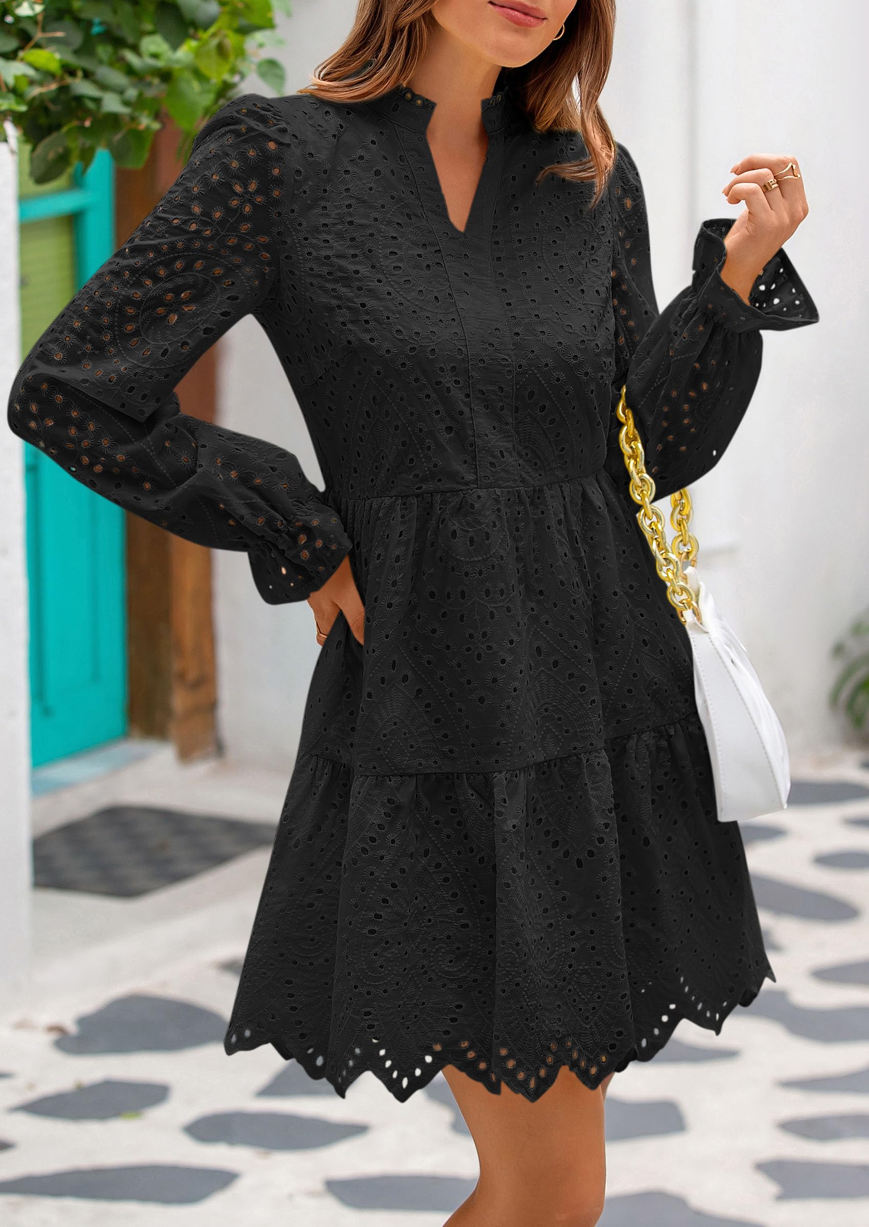 Foto 4 pulgar | Vestido Prettygarden Para Mujer, Primavera 2025, Manga Larga, Cuello En V - Venta Internacional.
