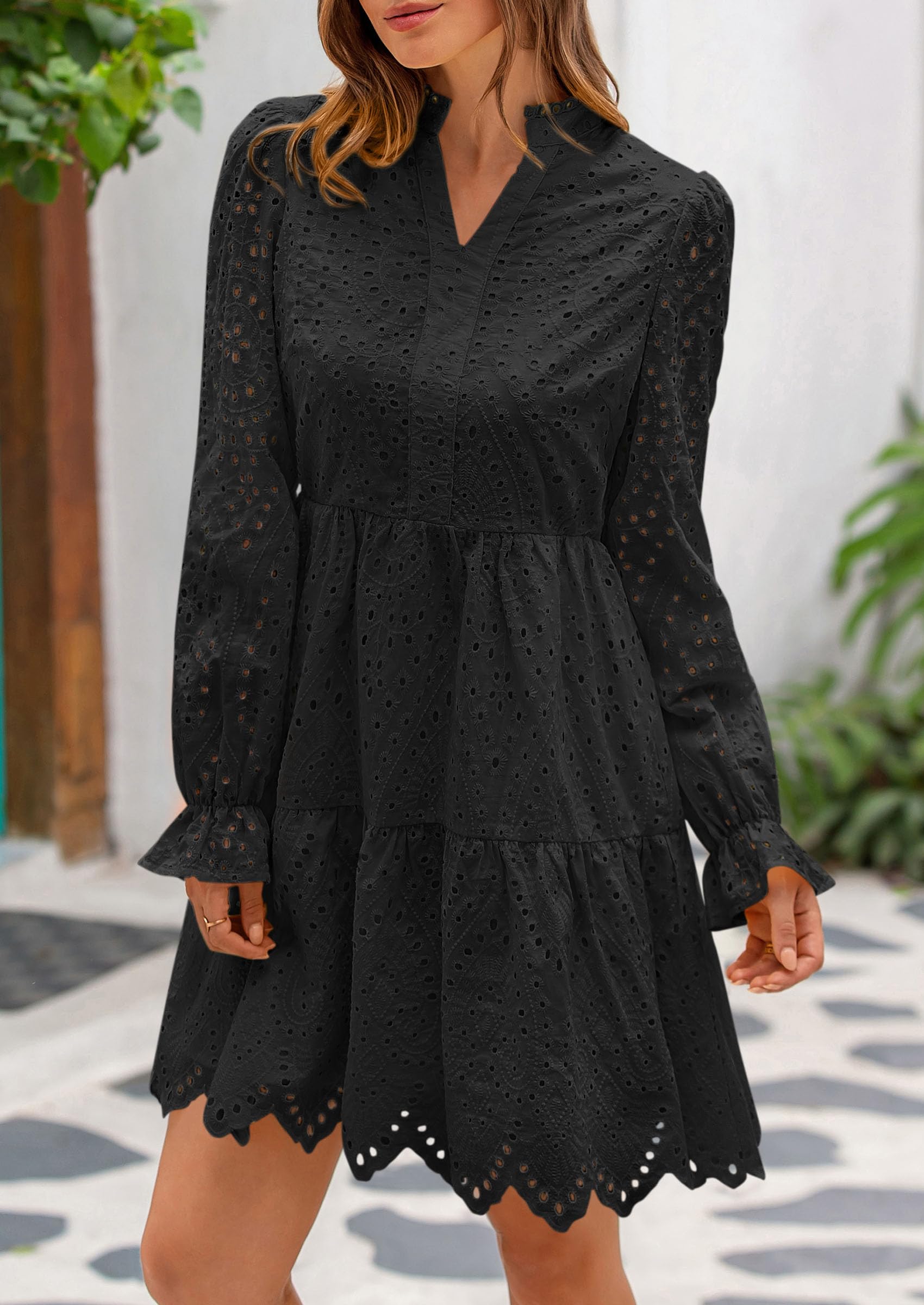 Foto 5 pulgar | Vestido Prettygarden Para Mujer, Primavera 2025, Manga Larga, Cuello En V - Venta Internacional.