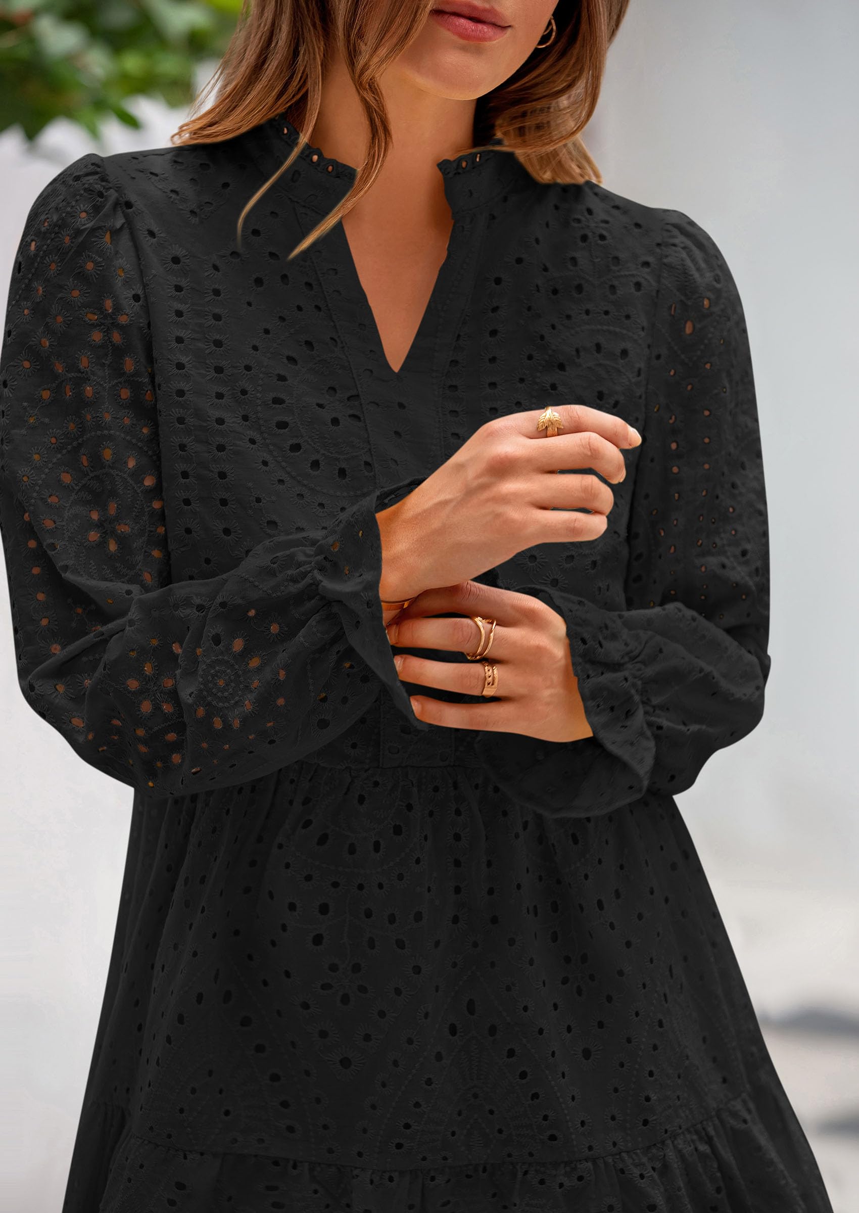 Foto 5 | Vestido Prettygarden Para Mujer, Primavera 2025, Manga Larga, Cuello En V - Venta Internacional.