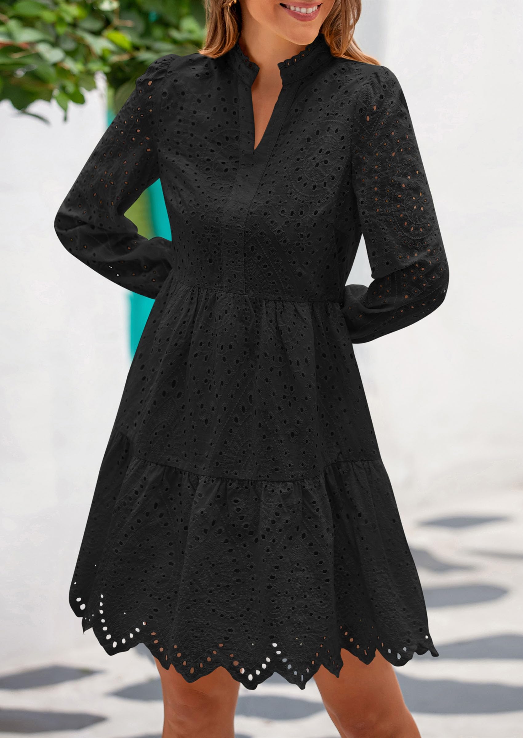 Foto 6 | Vestido Prettygarden Para Mujer, Primavera 2025, Manga Larga, Cuello En V - Venta Internacional.