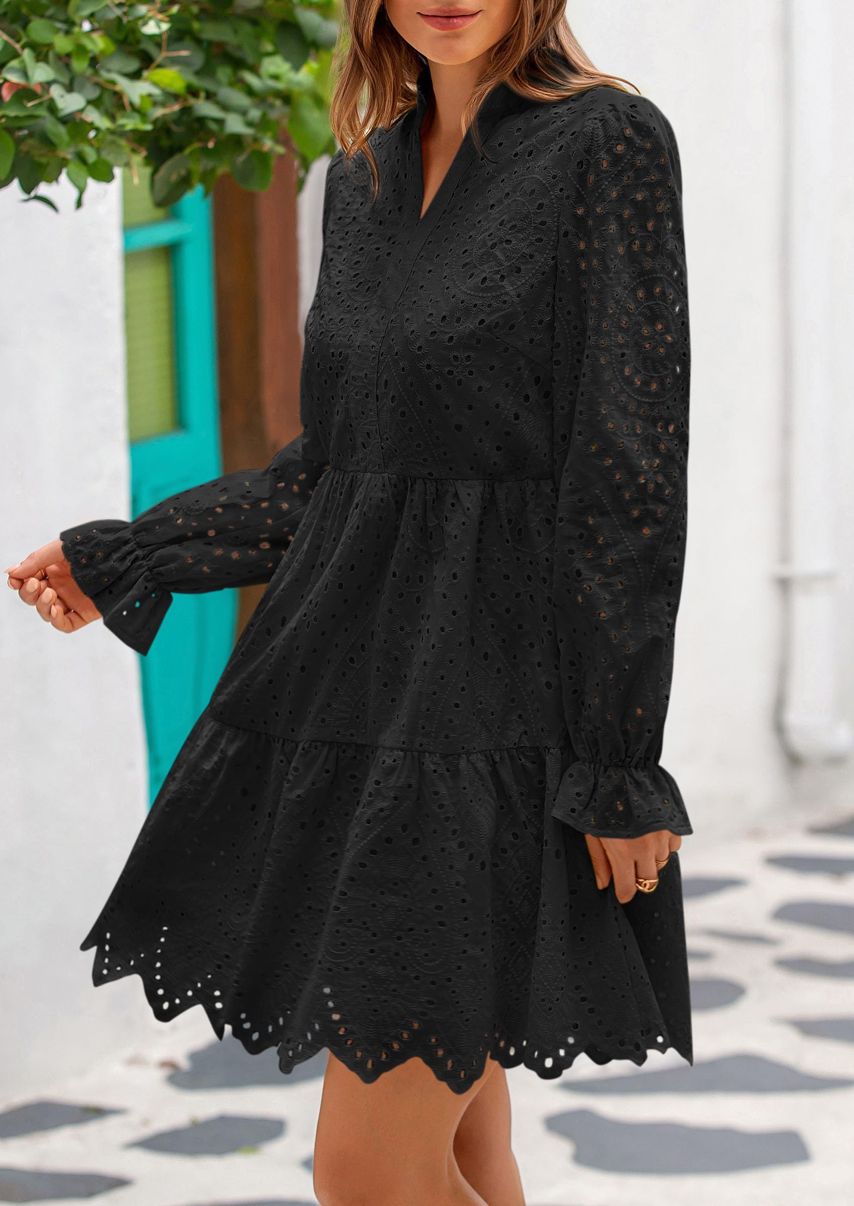 Foto 7 | Vestido Prettygarden Para Mujer, Primavera 2025, Manga Larga, Cuello En V - Venta Internacional.
