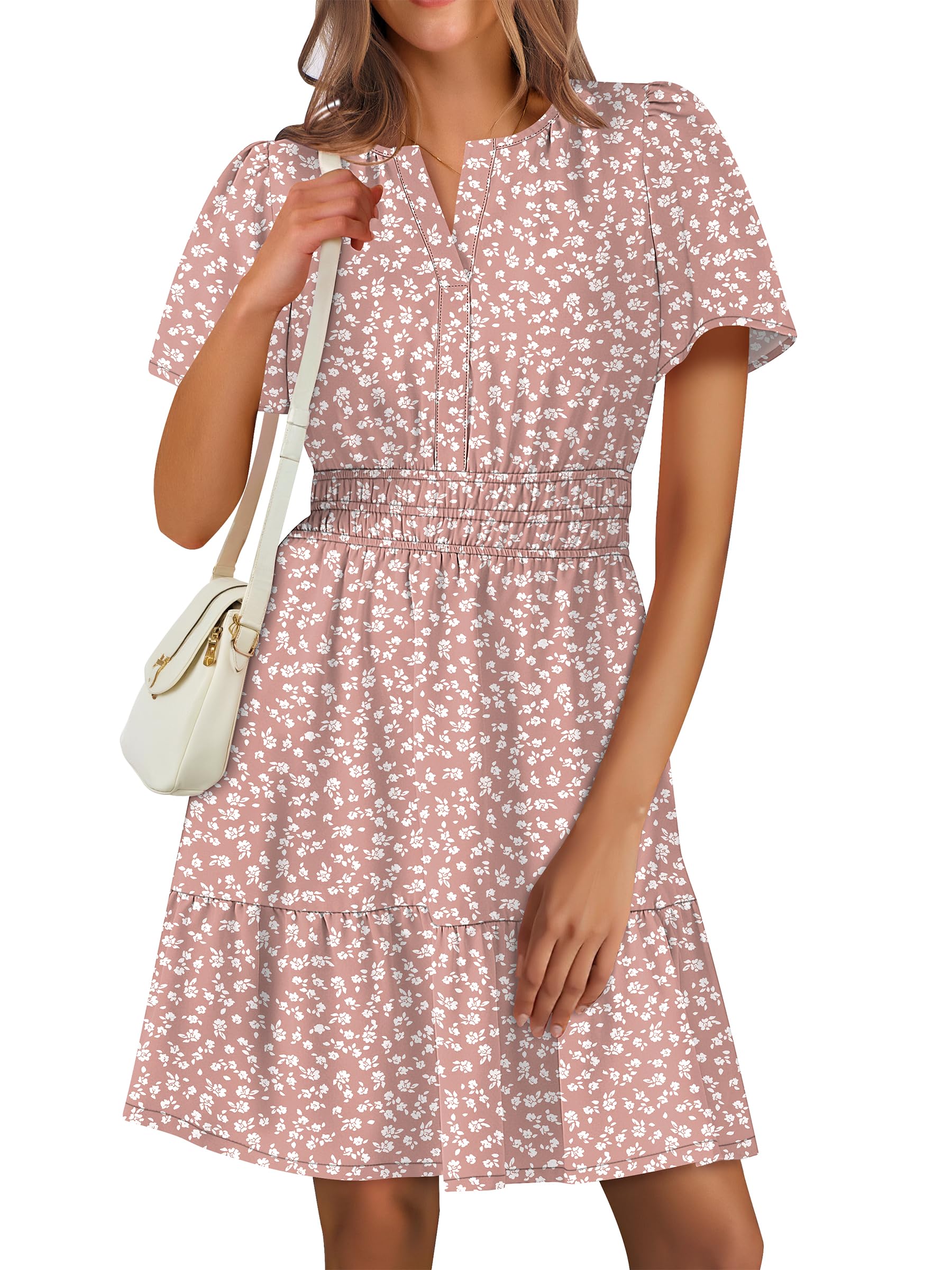 Foto 2 pulgar | Vestido Anrabess 2025 Casual De Verano Con Cuello En V Y Manga Corta Para Mujer - Venta Internacional.