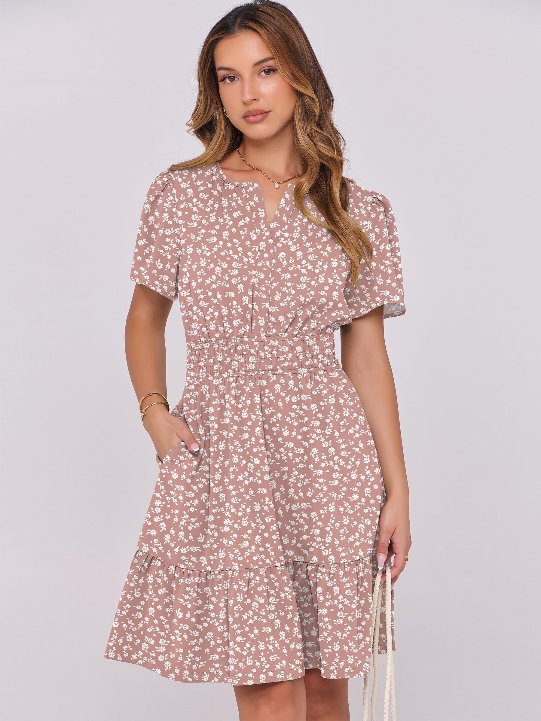 Foto 3 pulgar | Vestido Anrabess 2025 Casual De Verano Con Cuello En V Y Manga Corta Para Mujer - Venta Internacional.