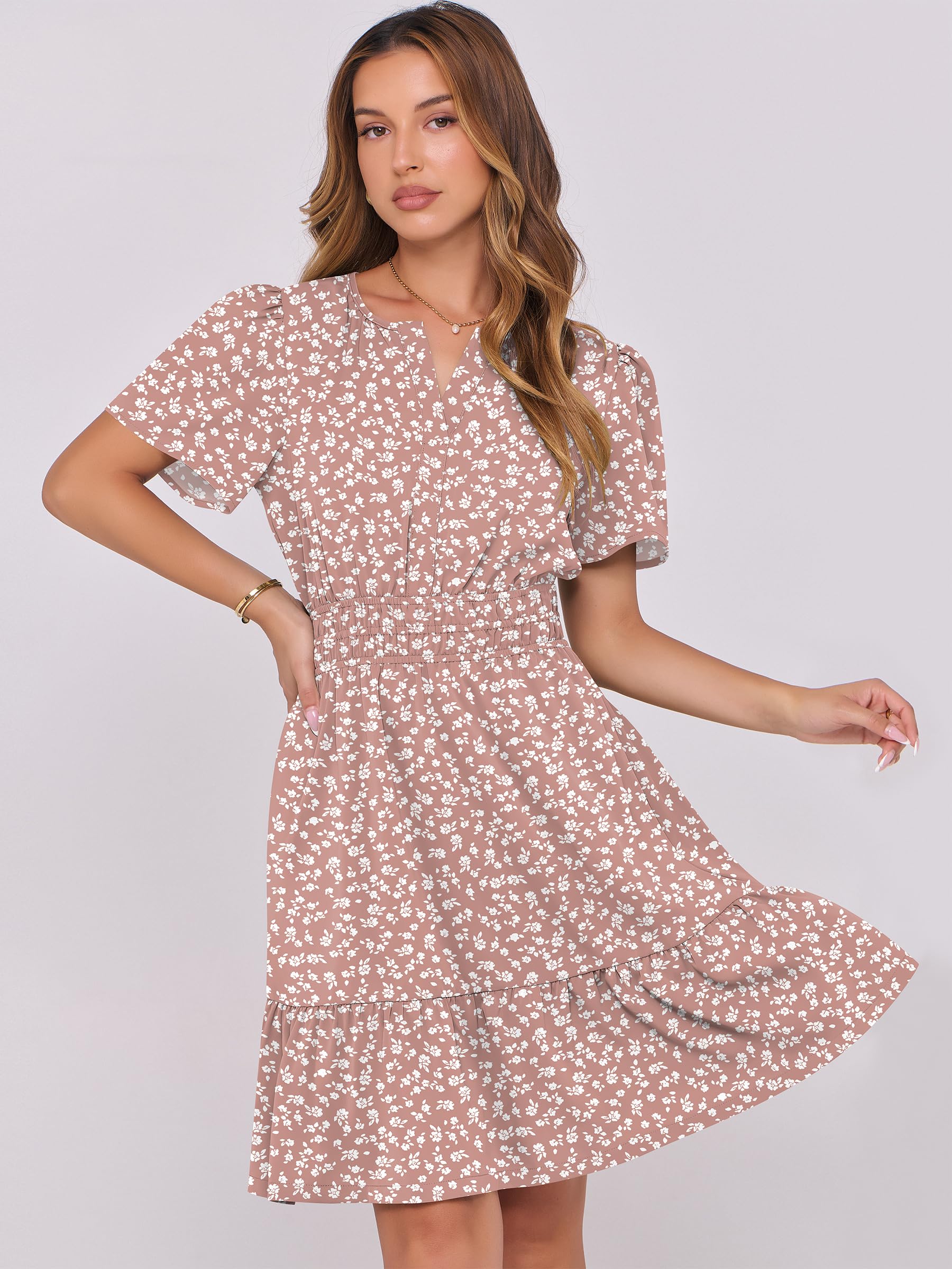 Foto 4 pulgar | Vestido Anrabess 2025 Casual De Verano Con Cuello En V Y Manga Corta Para Mujer - Venta Internacional.
