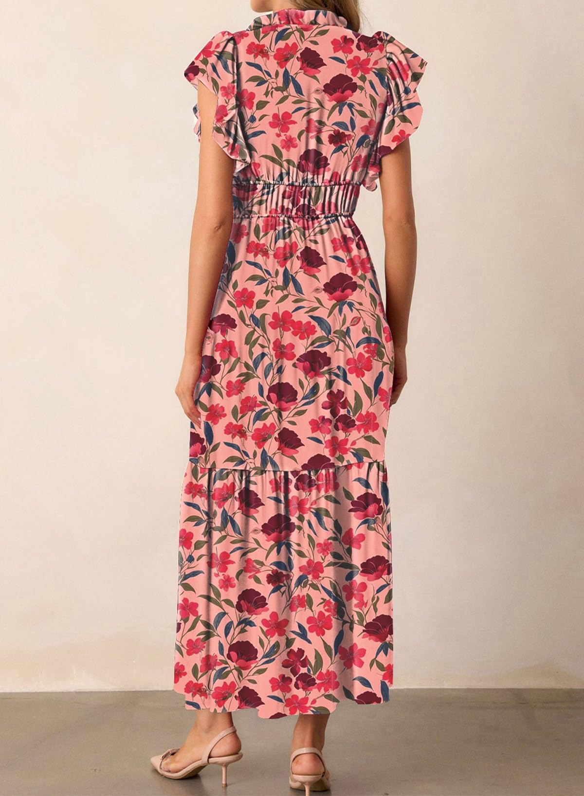 Foto 4 pulgar | Vestido Blencot Con Estampado Floral Maxi Rojo Para Mujer, Talla Xl - Venta Internacional.