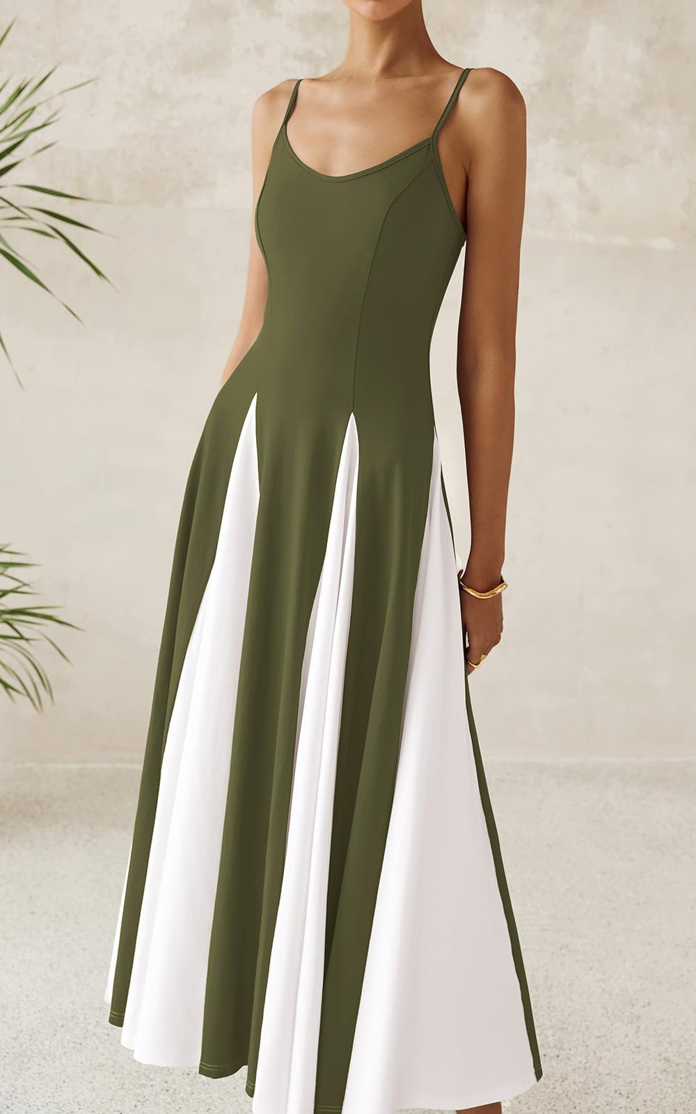 Foto 8 pulgar | Vestido Largo Prettygarden Para Mujer, Verano 2025, Sin Espalda, Verde Militar - Venta Internacional.