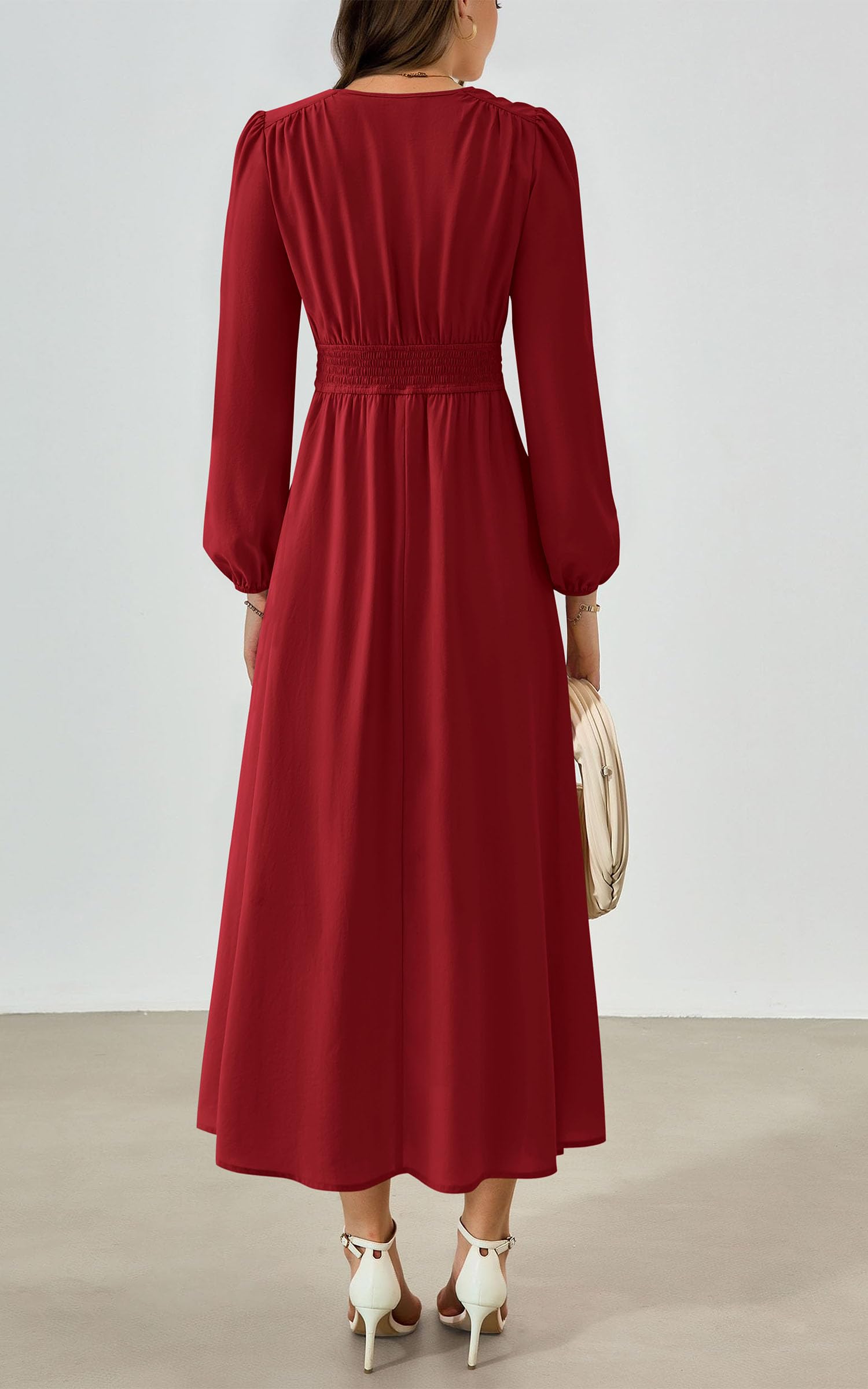 Foto 2 | Vestido Largo Prettygarden 2025 Primavera Manga Larga Con Cuello En V Para Mujer - Venta Internacional.