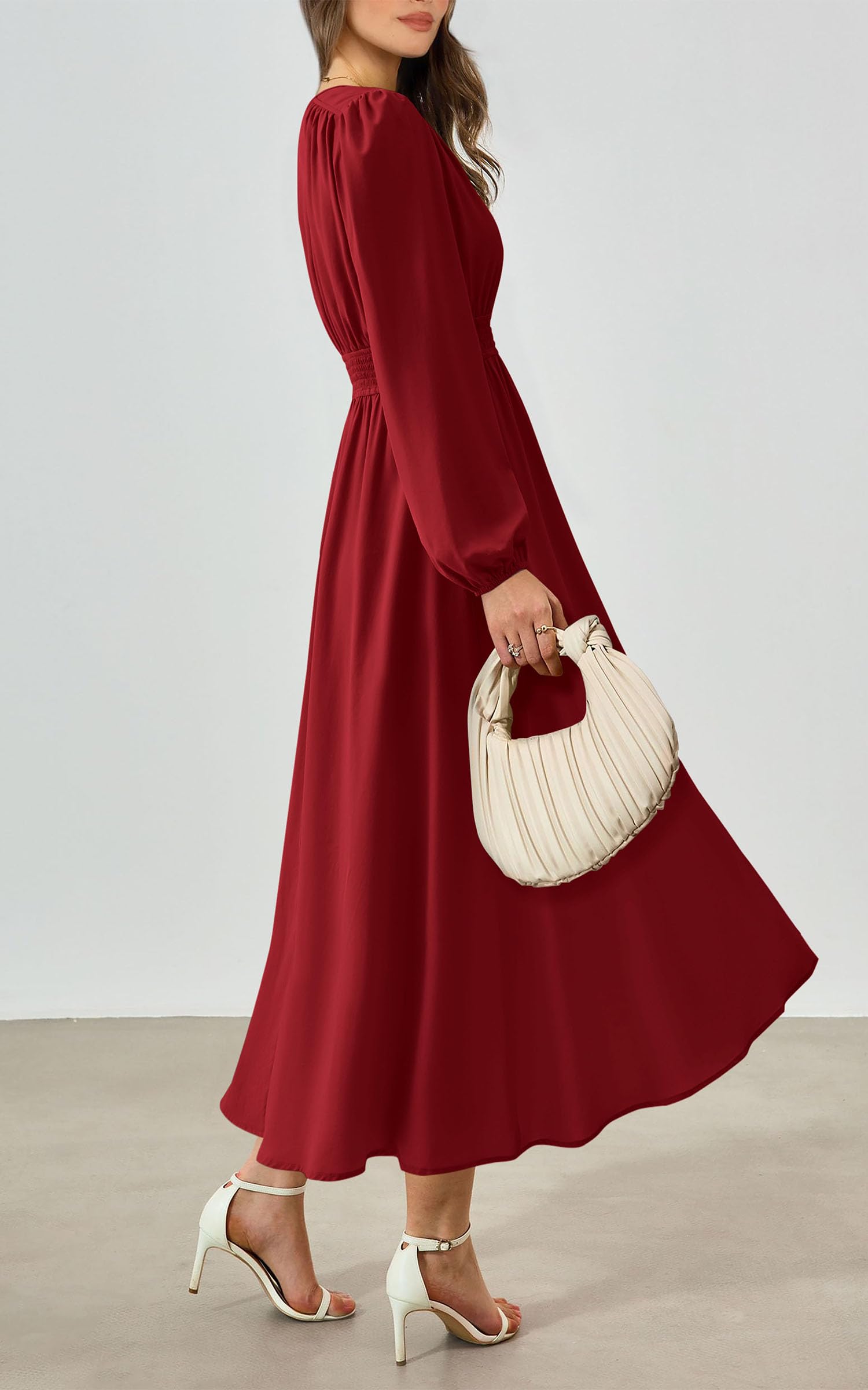 Foto 5 | Vestido Largo Prettygarden 2025 Primavera Manga Larga Con Cuello En V Para Mujer - Venta Internacional.