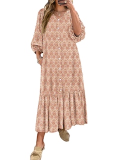 Foto 1 | Vestido Largo Anrabess Boho Summer 2025 Con Mangas Abullonadas Y Cuello En V - Venta Internacional.