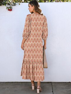 Foto 4 | Vestido Largo Anrabess Boho Summer 2025 Con Mangas Abullonadas Y Cuello En V - Venta Internacional.