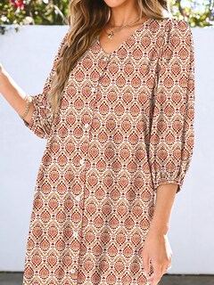 Foto 5 | Vestido Largo Anrabess Boho Summer 2025 Con Mangas Abullonadas Y Cuello En V - Venta Internacional.