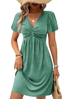 Foto 1 | Vestido Acelit Fashion Trendy 2025 Con Cuello En V, Frente Torcido, Verde - Venta Internacional.