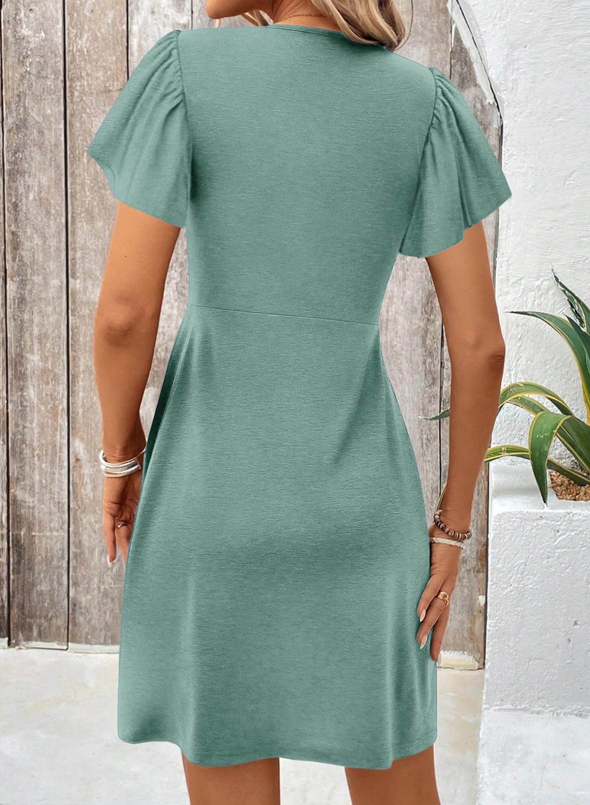 Foto 3 pulgar | Vestido Acelit Fashion Trendy 2025 Con Cuello En V, Frente Torcido, Verde - Venta Internacional.
