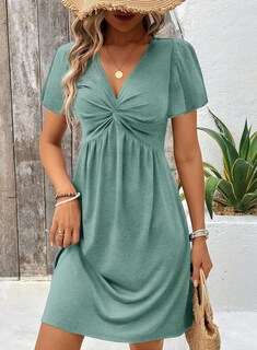 Foto 3 | Vestido Acelit Fashion Trendy 2025 Con Cuello En V, Frente Torcido, Verde - Venta Internacional.
