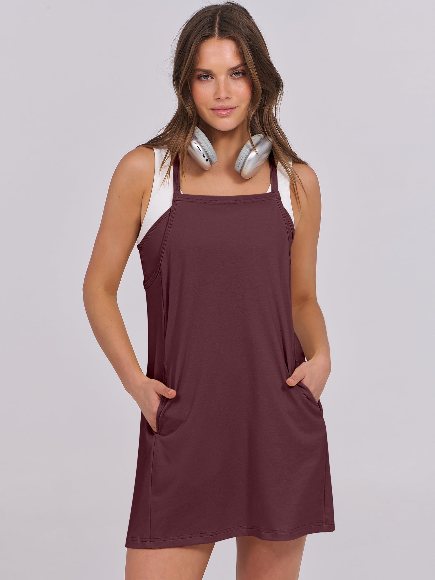 Foto 8 pulgar | Vestido De Tenis Anrabess 2025, Casual, Holgado, Burdeos - Venta Internacional.