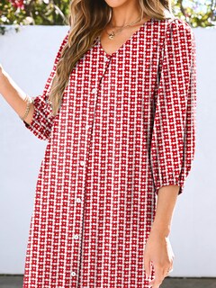Foto 5 | Vestido Largo Anrabess Bohemio De Verano Con Cuello En V Y Mangas Abullonadas Con Estampado Floral Rojo - Venta In