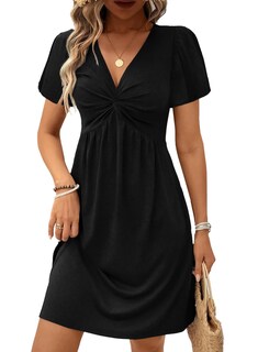 Foto 1 | Vestido Acelit Fashion 2025 Summer Twist En La Parte Delantera Con Cuello En V Negro Xl - Venta Internacional.