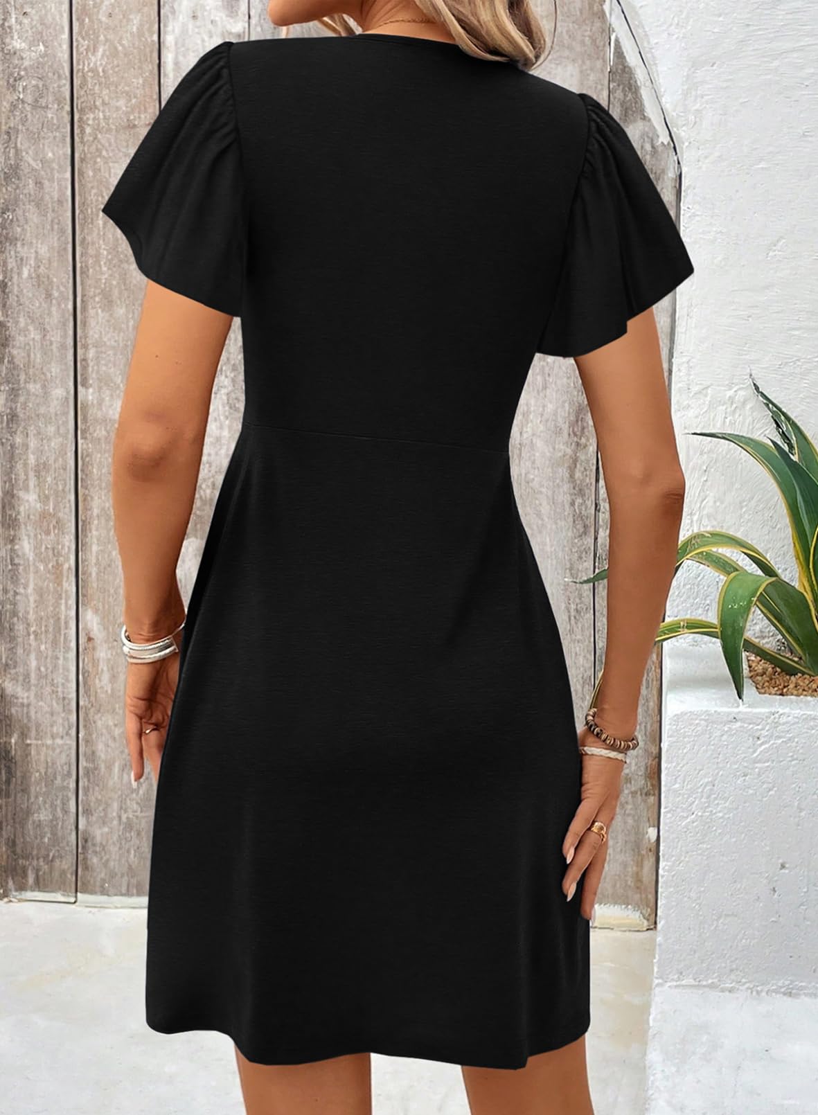 Foto 4 pulgar | Vestido Acelit Fashion 2025 Summer Twist En La Parte Delantera Con Cuello En V Negro Xl - Venta Internacional.