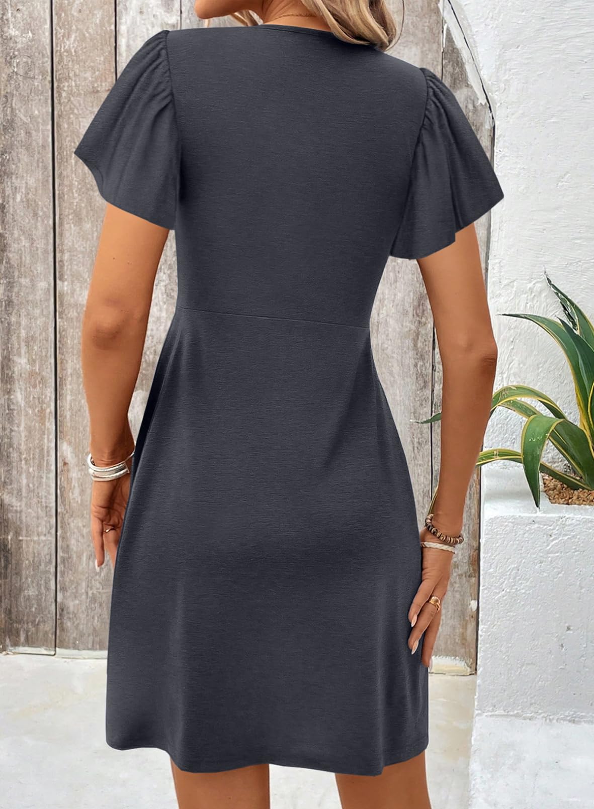Foto 3 pulgar | Vestido Acelit Casual Fashion 2025 Summer Twist Front Grey - Venta Internacional.