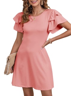 Foto 1 | Vestido Dokotoo De Lino Para Mujer, A La Moda, Verano 2025, Color Rosa Albaricoque - Venta Internacional.