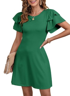 Foto 1 | Vestido Dokotoo De Lino Para Mujer, Verano, Primavera 2025, Verde Con Volantes - Venta Internacional.