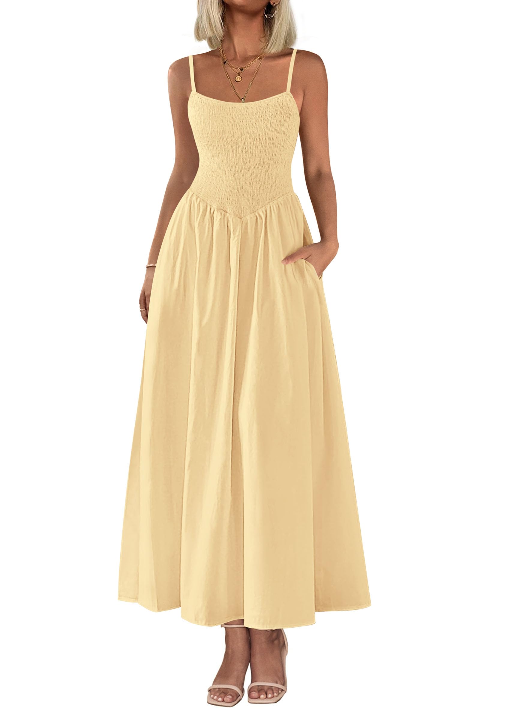 Foto 2 pulgar | Vestido Largo Prettygarden Para Mujer, Fruncido, Verano, Playa 2025 - Venta Internacional.