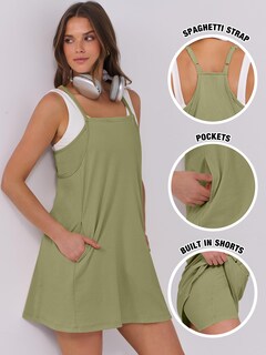 Foto 6 | Vestido De Tenis Anrabess 2025, Casual, Holgado, Verde Militar - Venta Internacional.