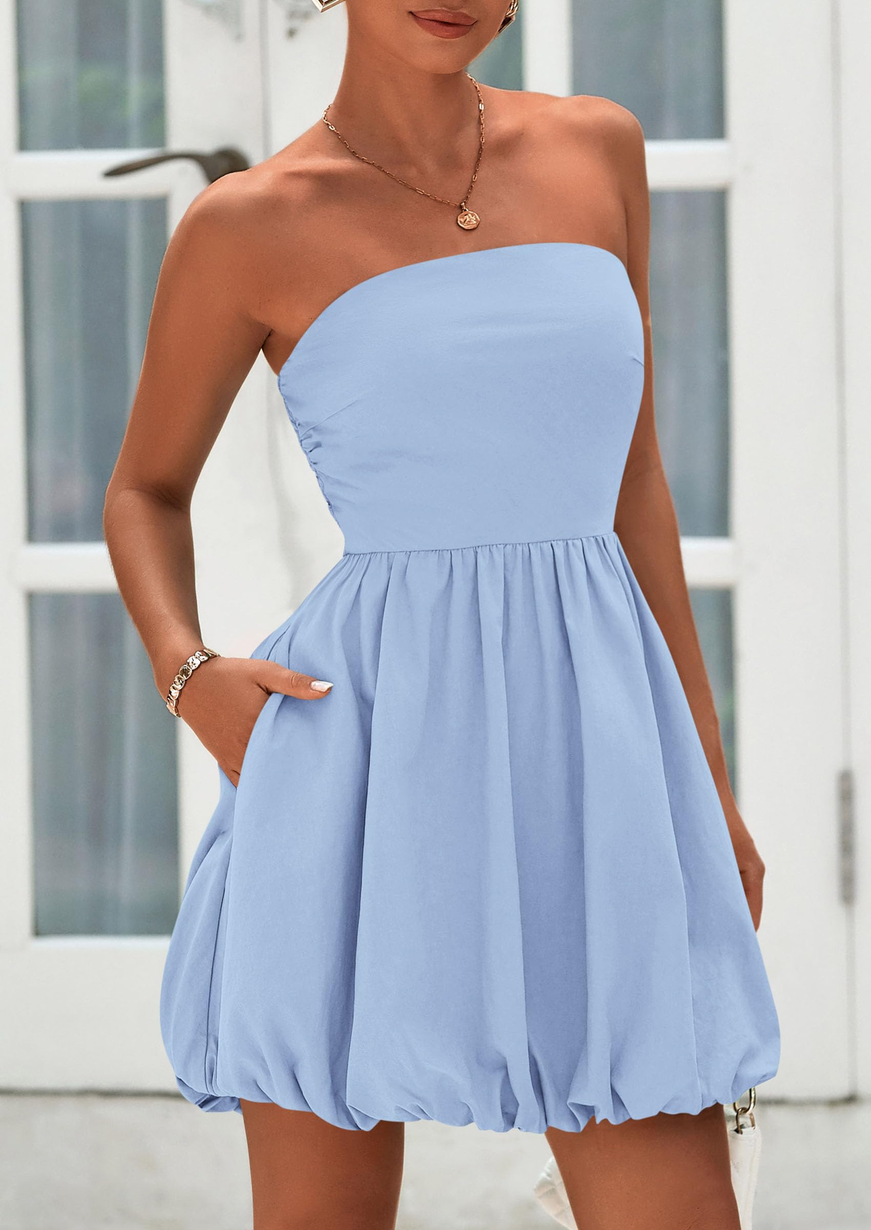 Foto 4 pulgar | Vestido Prettygarden Bubble Mini 2025 Summer Azul Claro Para Mujer - Venta Internacional.