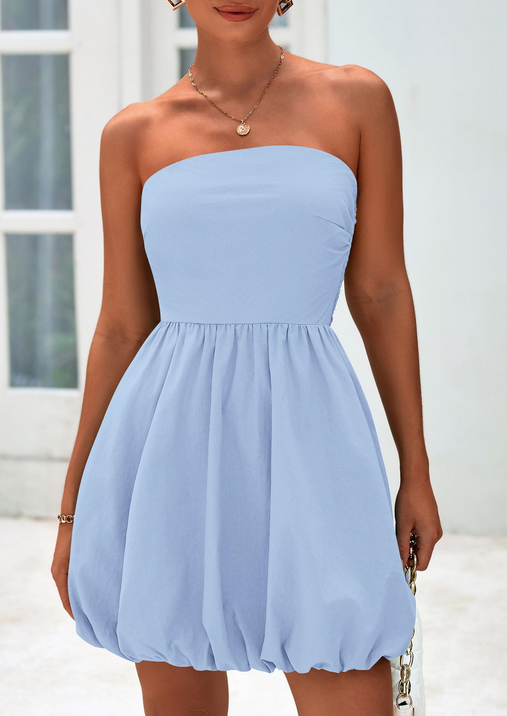 Foto 8 pulgar | Vestido Prettygarden Bubble Mini 2025 Summer Azul Claro Para Mujer - Venta Internacional.