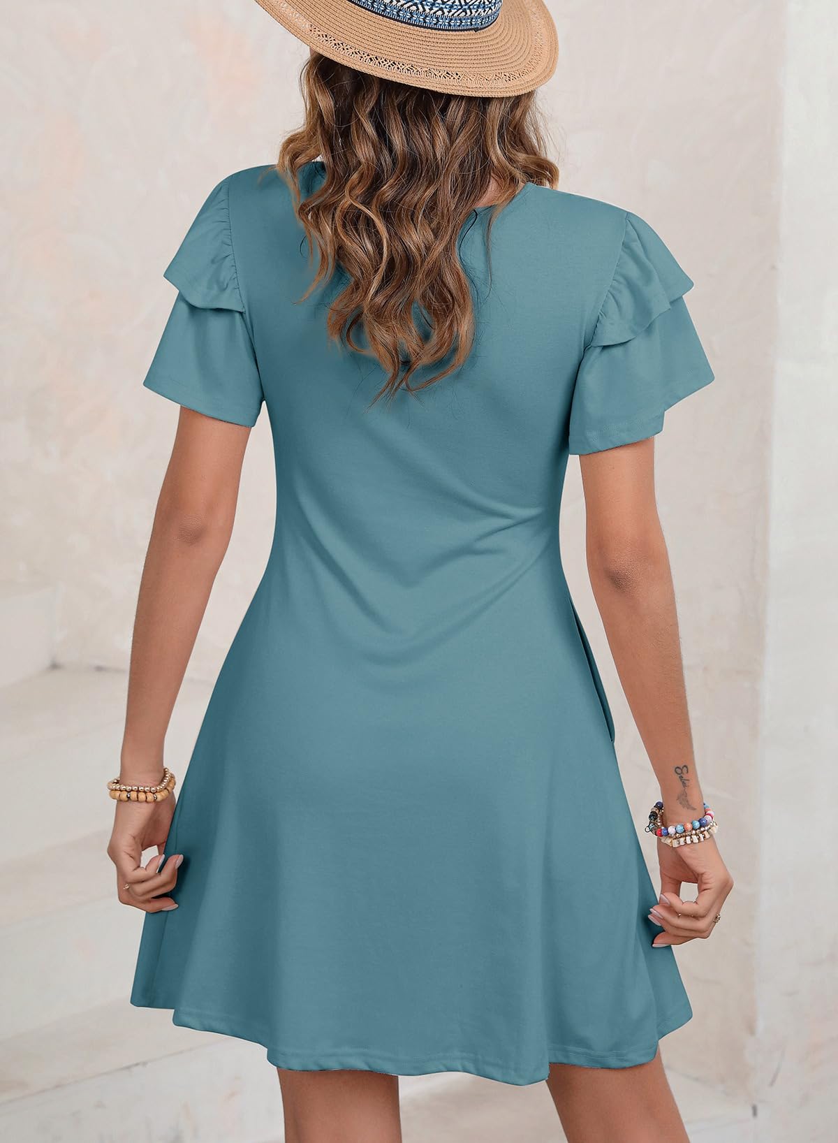 Foto 6 pulgar | Vestido Dokotoo De Lino Para Mujer, Verano, Primavera 2025, Verde Con Volantes - Venta Internacional.