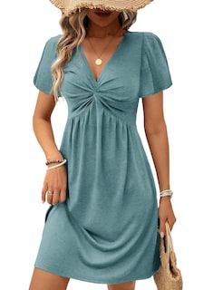 Foto 1 | Vestido Acelit Fashion Trendy 2025 Con Cuello En V, Parte Delantera Torcida, Azul - Venta Internacional.