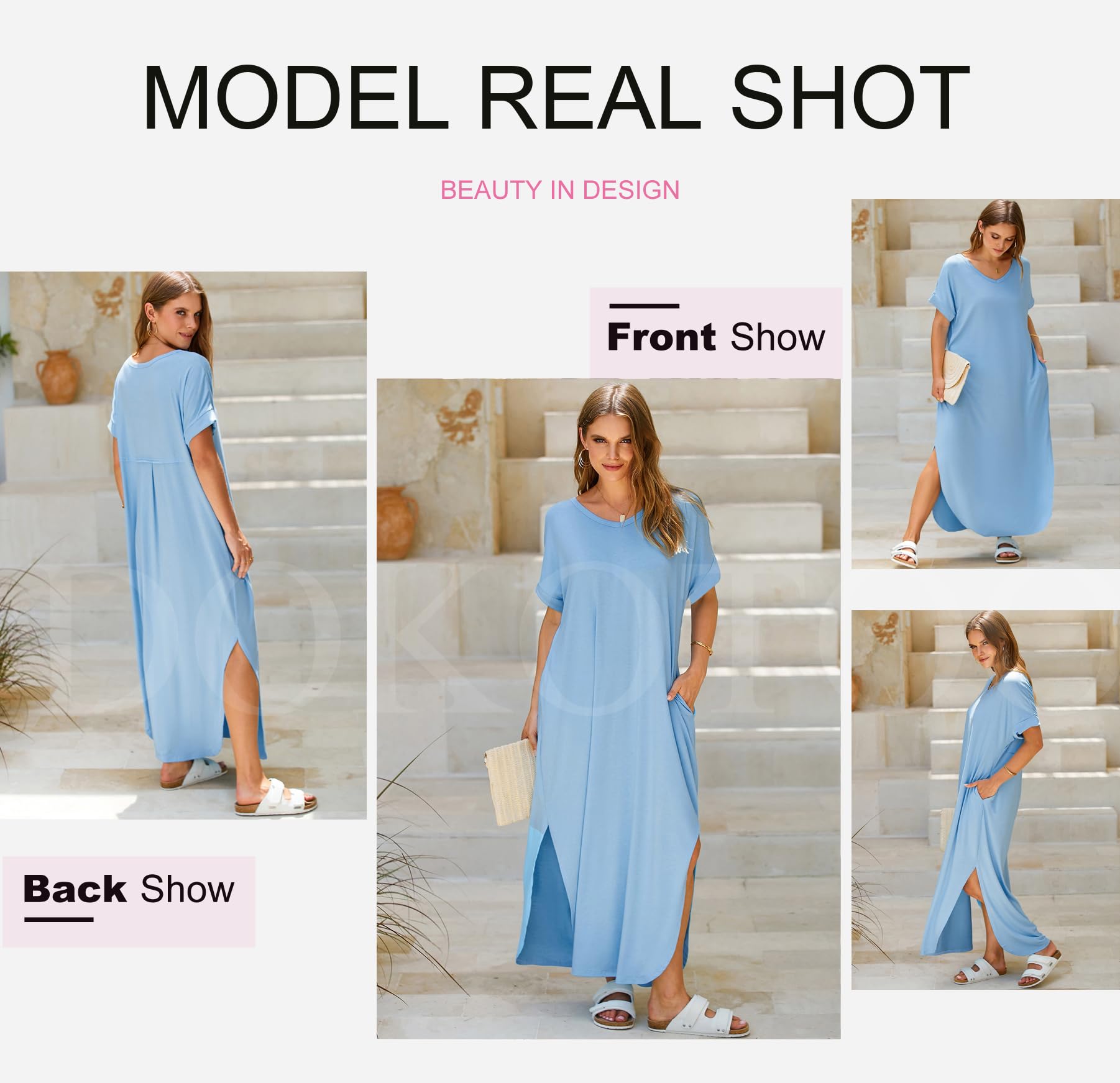 Foto 4 | Vestido Largo Dokotoo, Casual, Para Vacaciones De Verano, Color Azul Xl - Venta Internacional.