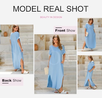 Foto 4 | Vestido Largo Dokotoo, Casual, Para Vacaciones De Verano, Color Azul Xl - Venta Internacional.