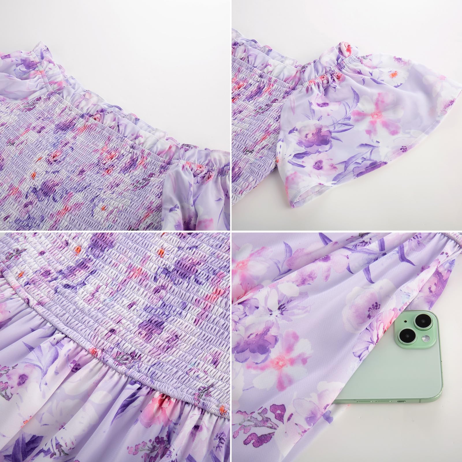 Foto 6 pulgar | Vestido Grace Karin 2025 Para Mujer Con Hombros Descubiertos Y Estampado Floral Morado Xl - Venta Internacional.