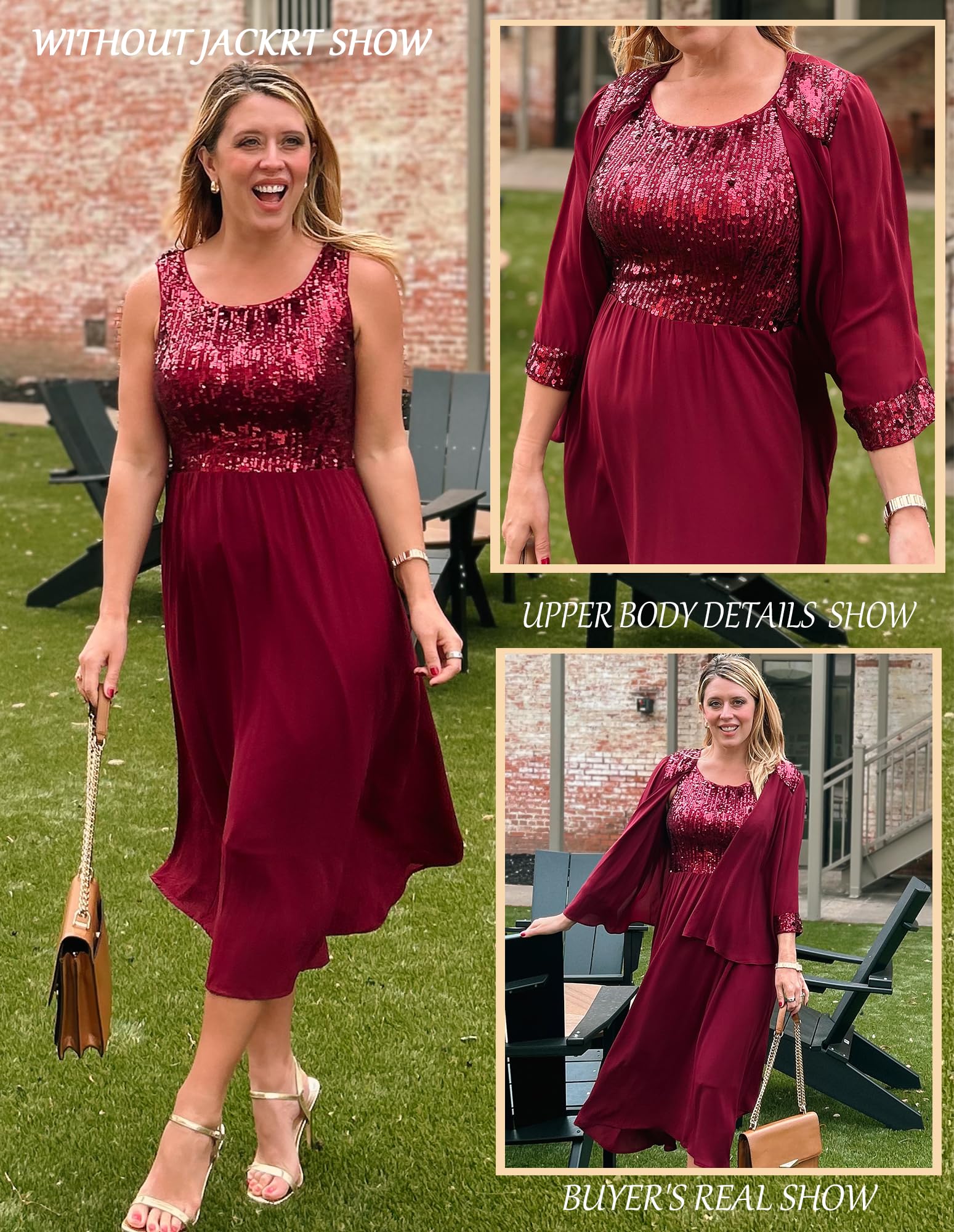 Foto 3 pulgar | Vestido Mother Of The Bride Rojo Oscuro Con Chaqueta Grace Karin - Venta Internacional.
