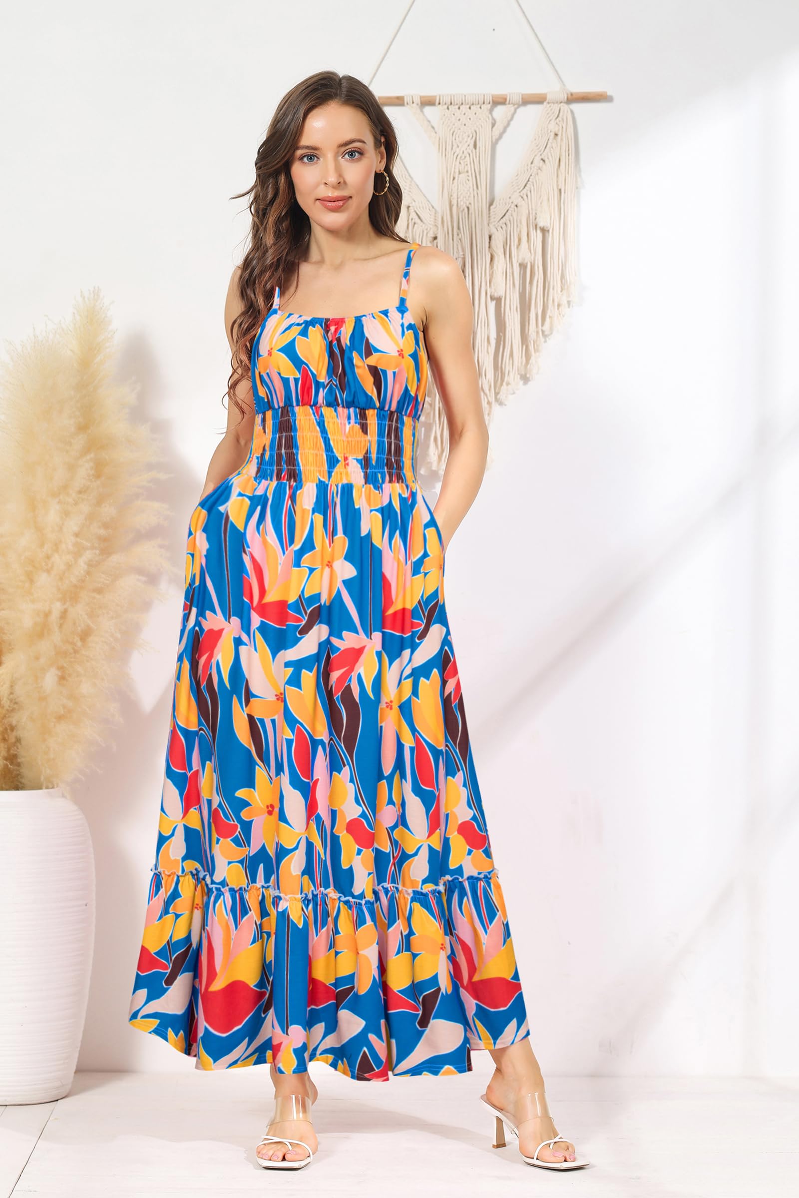 Foto 2 | Vestido Grace Karin, Sin Mangas, Maxi En Forma De A, Fruncido Y Escalonado - Venta Internacional.