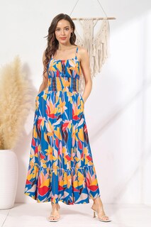 Foto 2 | Vestido Grace Karin, Sin Mangas, Maxi En Forma De A, Fruncido Y Escalonado - Venta Internacional.