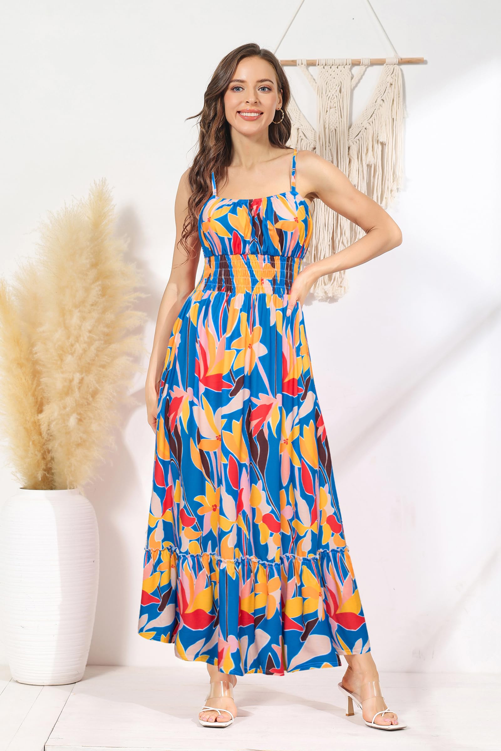 Foto 6 pulgar | Vestido Grace Karin, Sin Mangas, Maxi En Forma De A, Fruncido Y Escalonado - Venta Internacional.