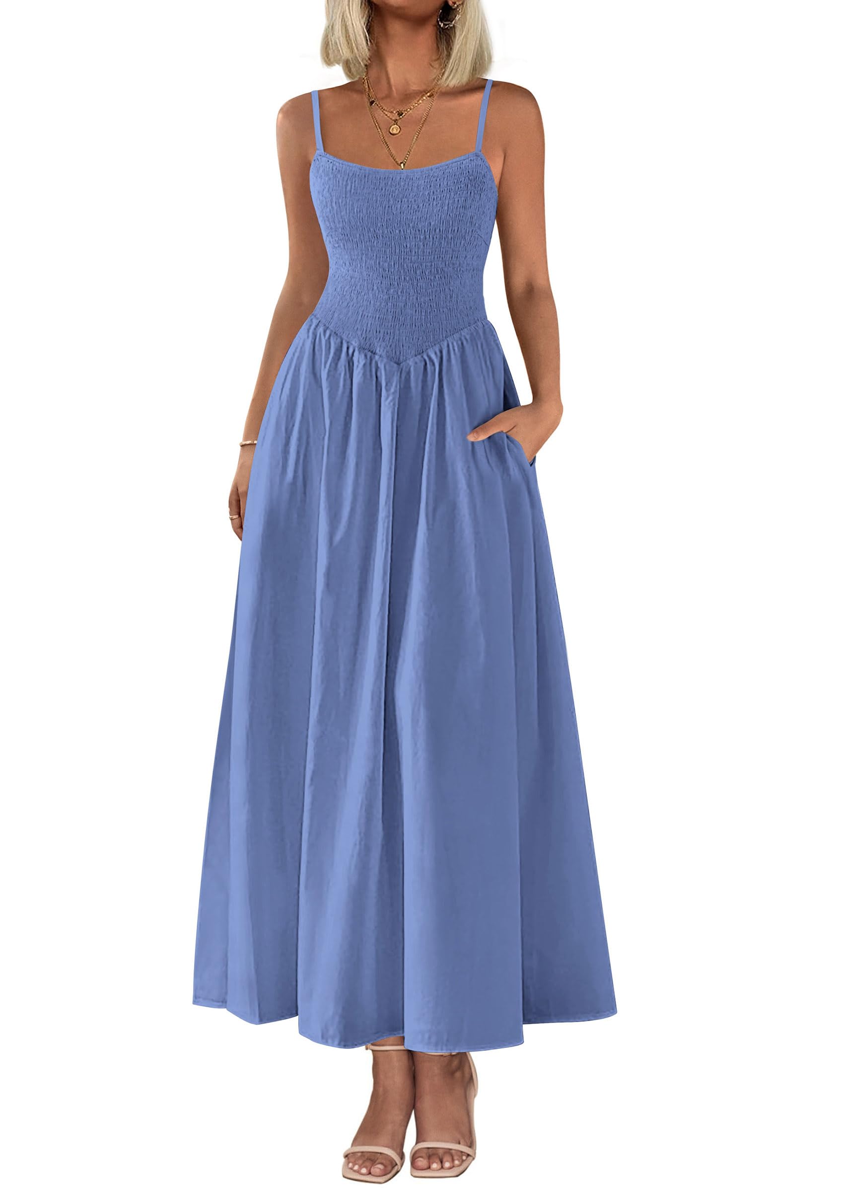 Foto 2 pulgar | Vestido Largo Prettygarden Para Mujer, Estampado, Verano 2025, Azul Xxl - Venta Internacional.