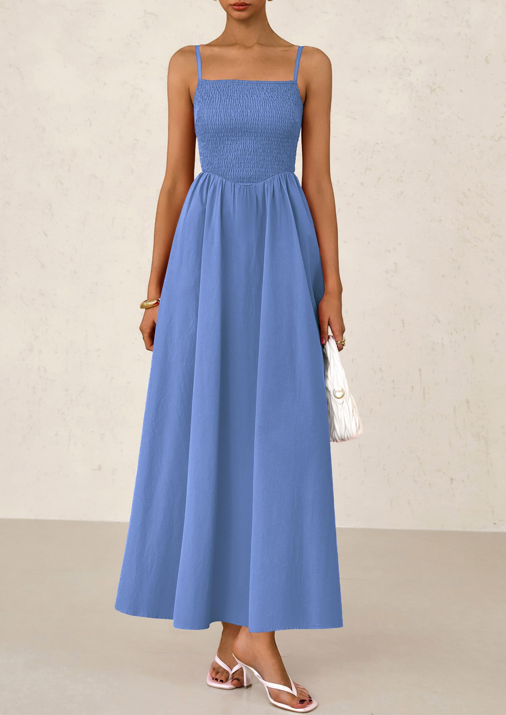 Foto 4 pulgar | Vestido Largo Prettygarden Para Mujer, Estampado, Verano 2025, Azul Xxl - Venta Internacional.