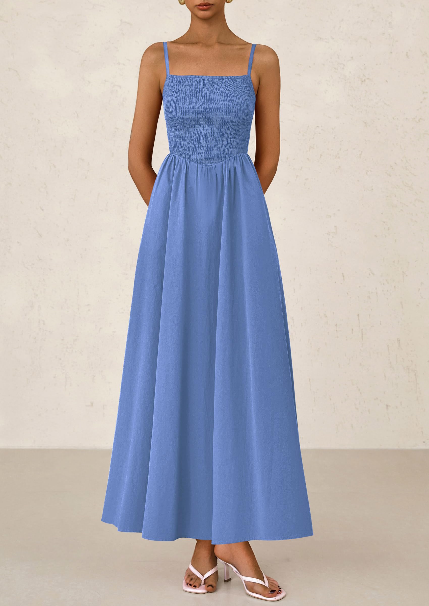 Foto 5 pulgar | Vestido Largo Prettygarden Para Mujer, Estampado, Verano 2025, Azul Xxl - Venta Internacional.