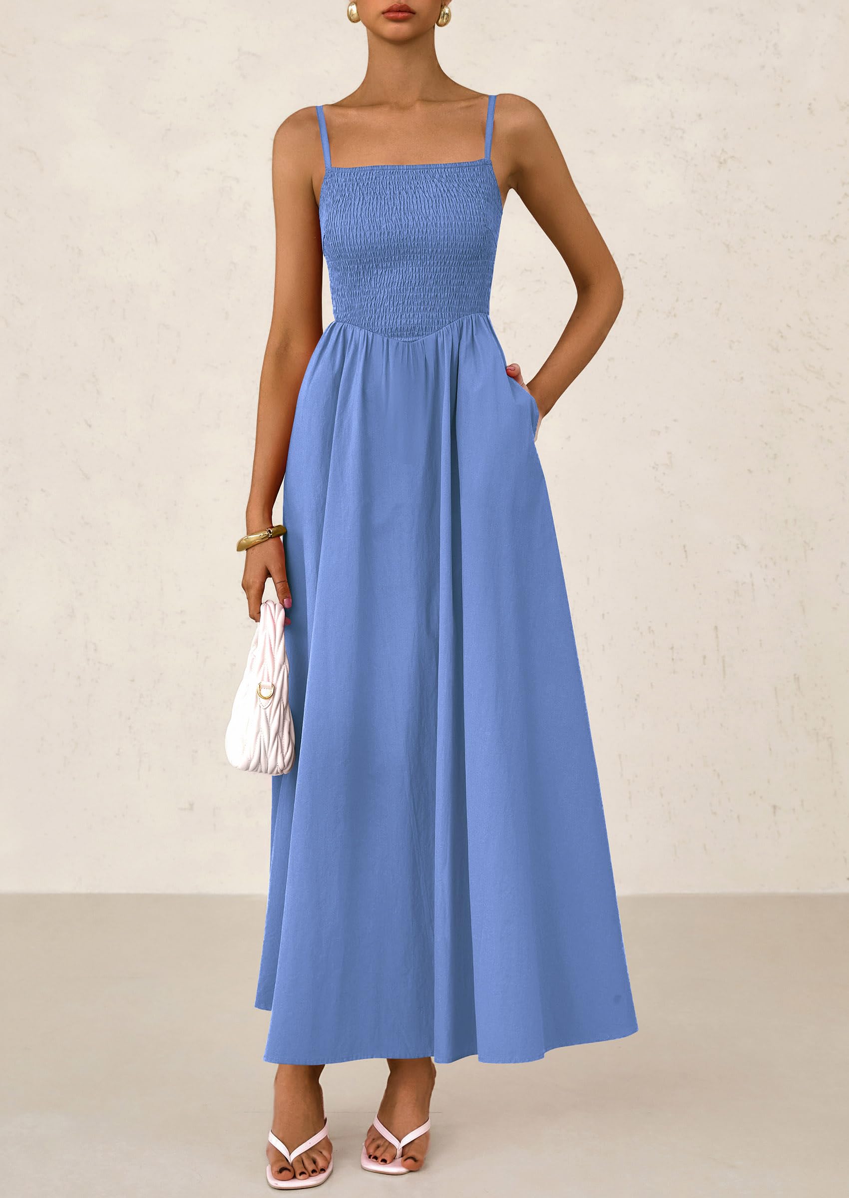 Foto 5 | Vestido Largo Prettygarden Para Mujer, Estampado, Verano 2025, Azul Xxl - Venta Internacional.
